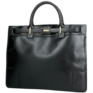 Gucci Logo Handbag Tote Bag Business Leather Black